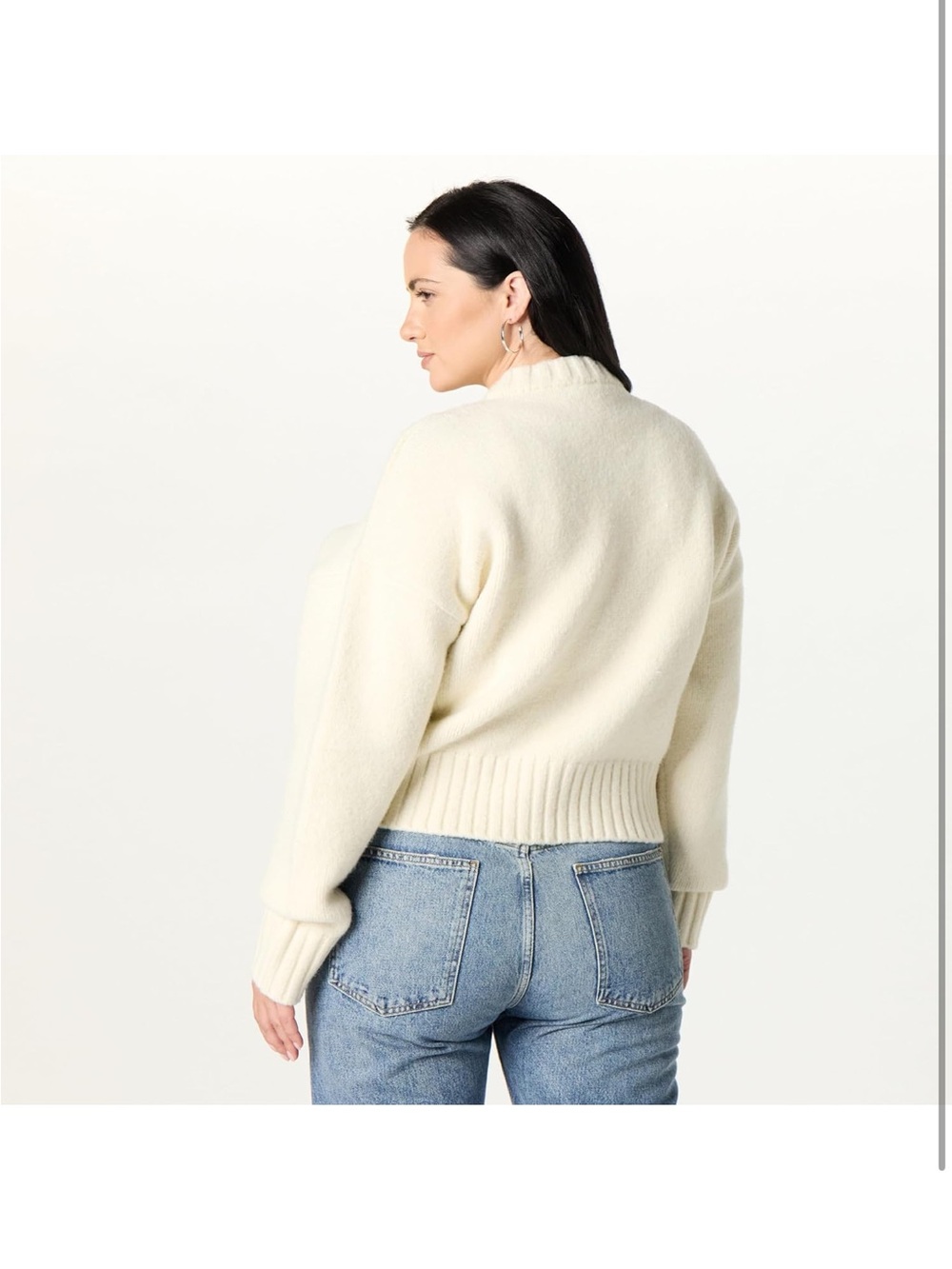 Brynne Bomber Sweater Cardigan in Whisper White